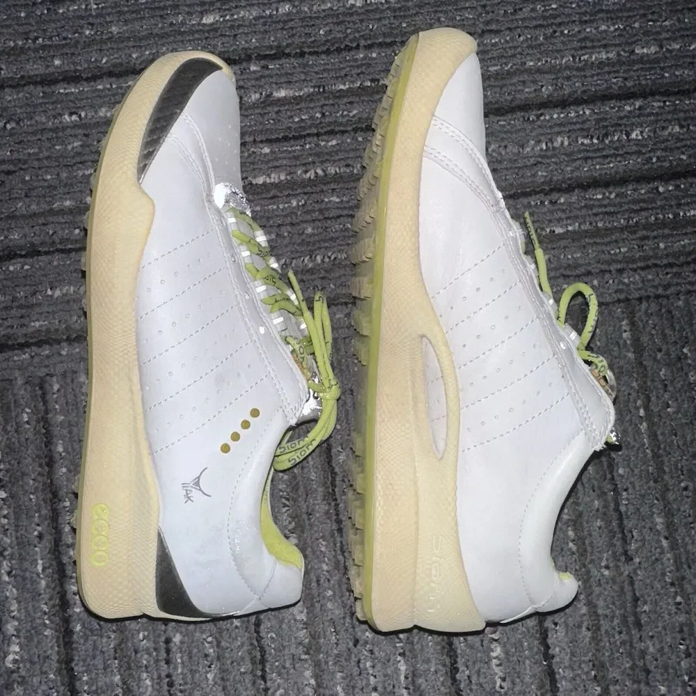 Ecco Biom Hybrid Yak Leather Womens Size 5-5.5 White Grey Spikeless Golf‎ Shoes